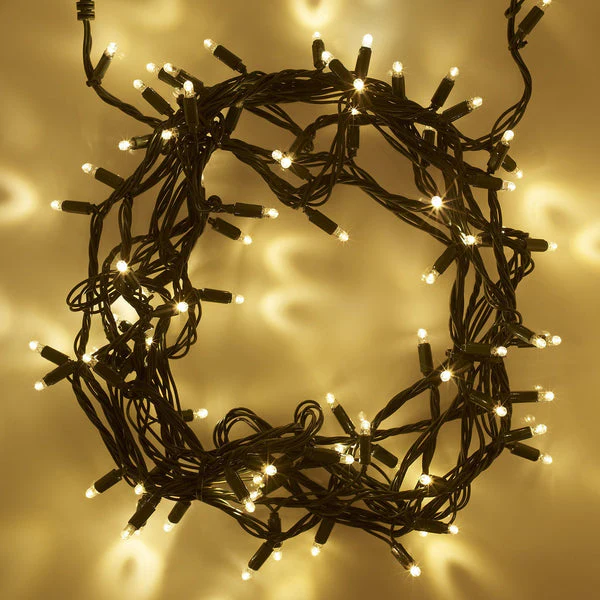 10m 100 Warm White Plug In Fairy Lights Green Cable