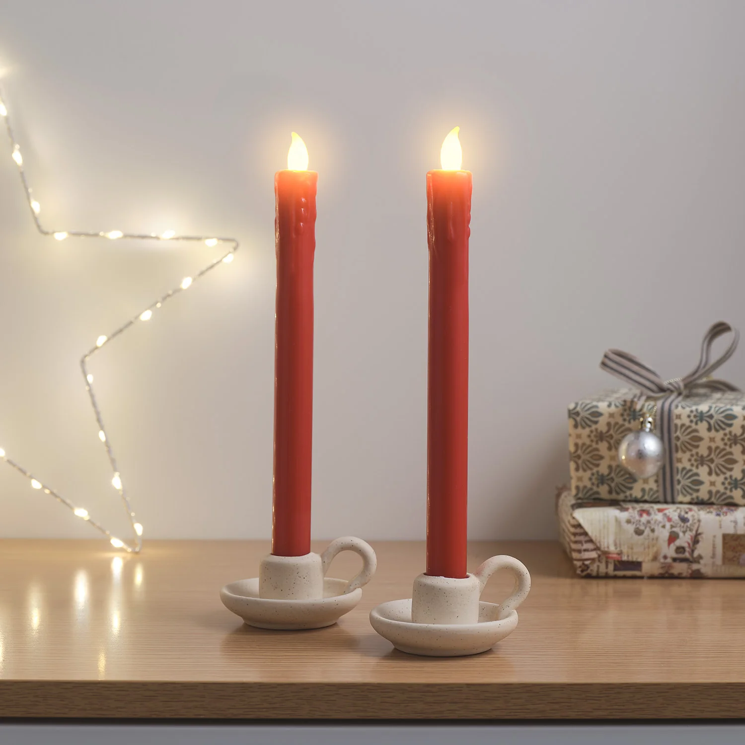 2 Red LED Taper Candles With Remote Control - Image 3