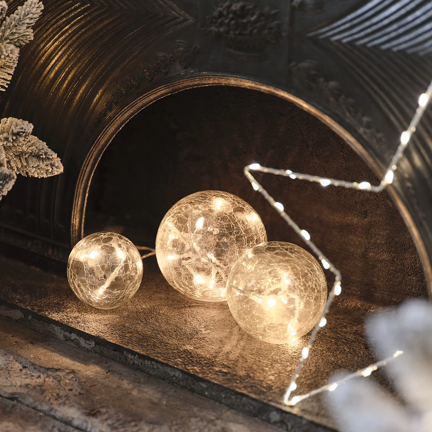 3 Clear Glass Fairy Light Orbs - Image 3