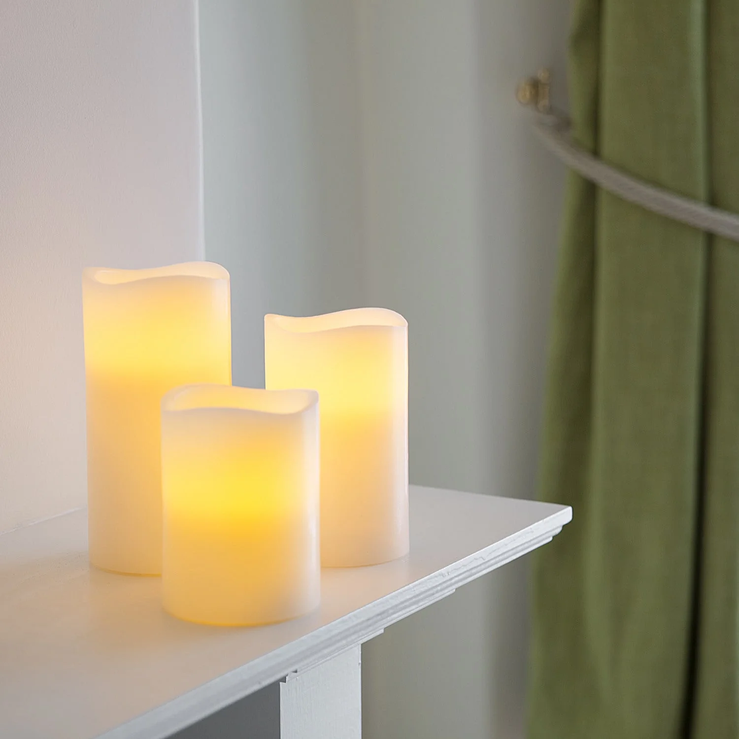 3 Wax Battery Operated LED Pillar Candles - Image 3