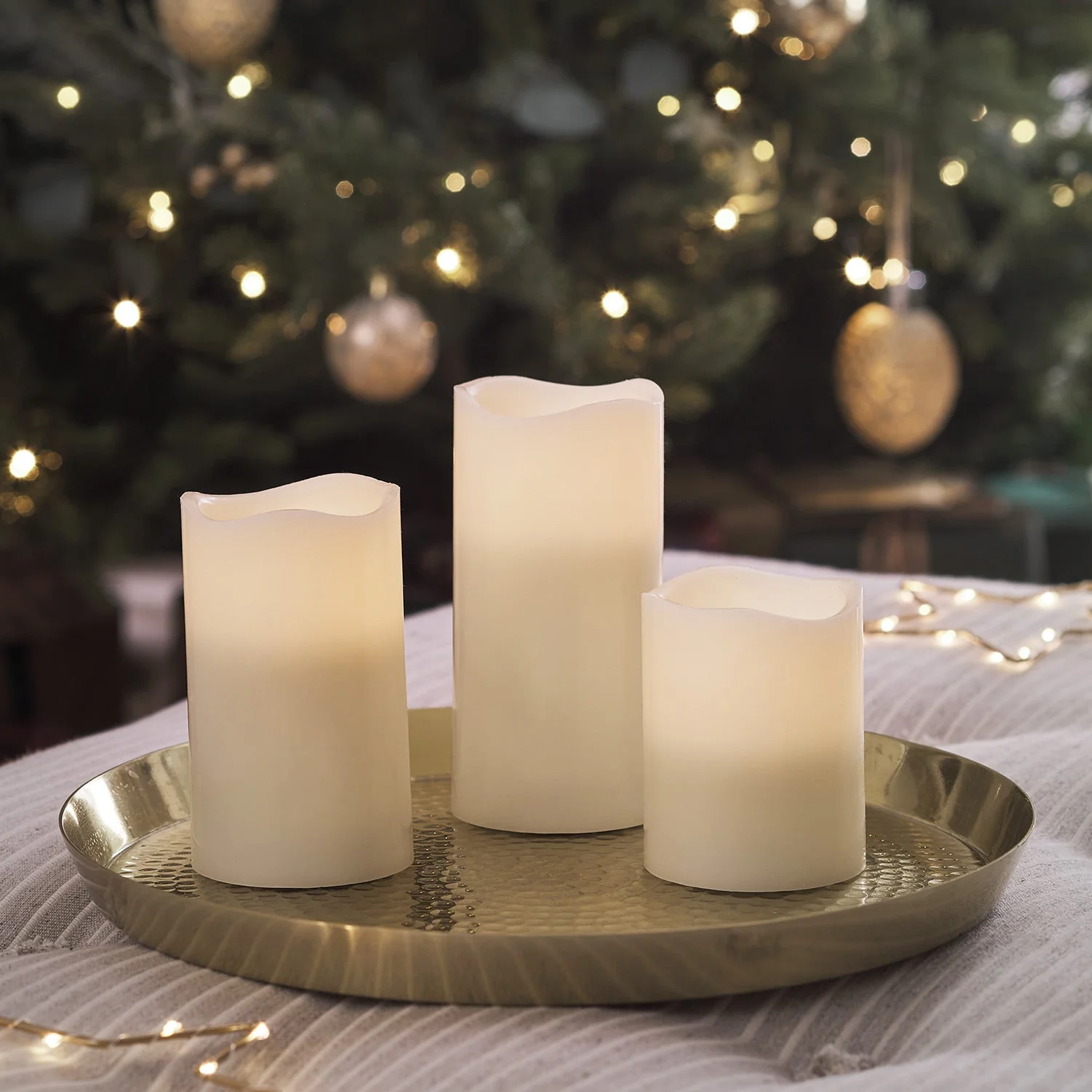 3 Wax Battery Operated LED Pillar Candles - Image 4