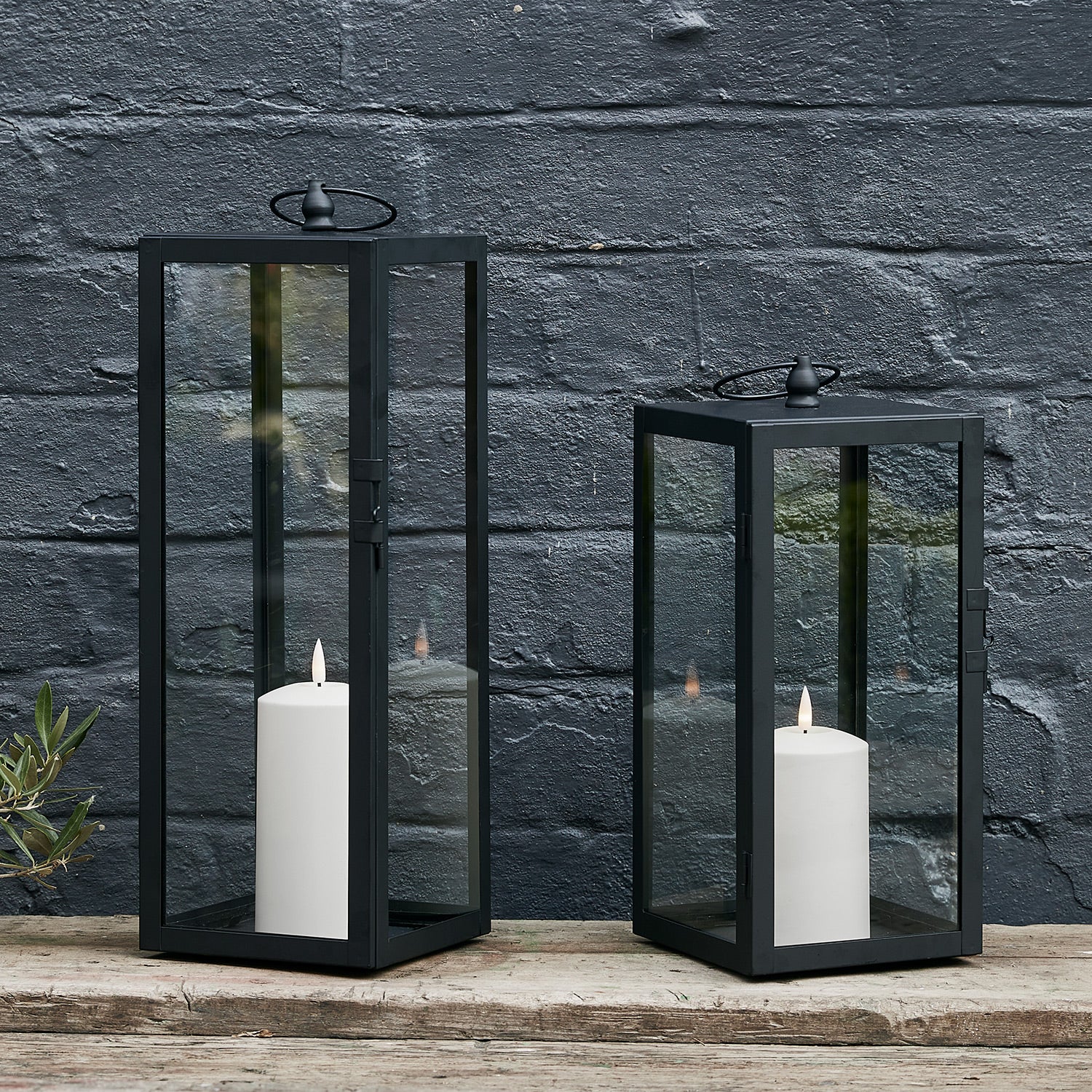 Bowen Black Garden Lantern Duo with White TruGlow® Candles - Image 4