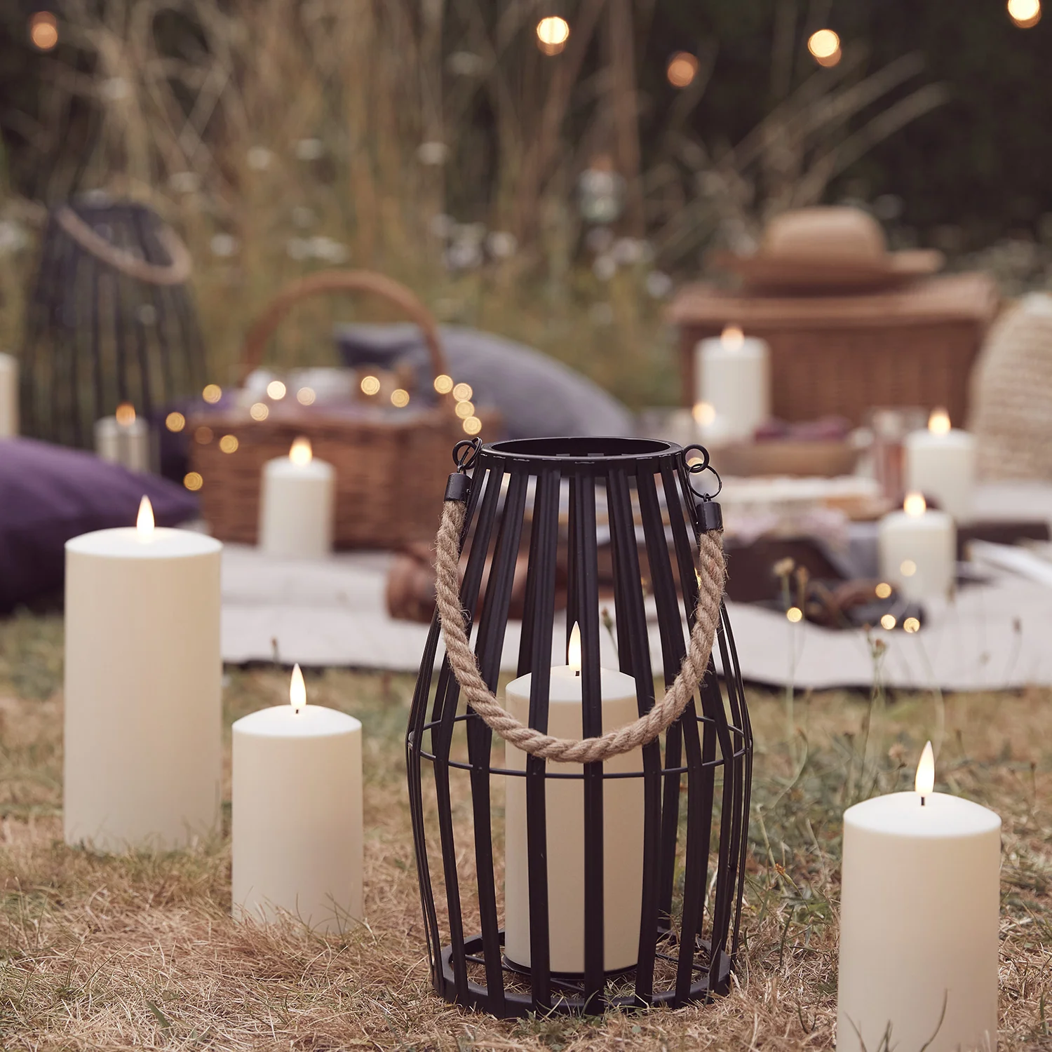 Canberra Slatted Garden Lantern Duo with TruGlow® Candles - Image 3