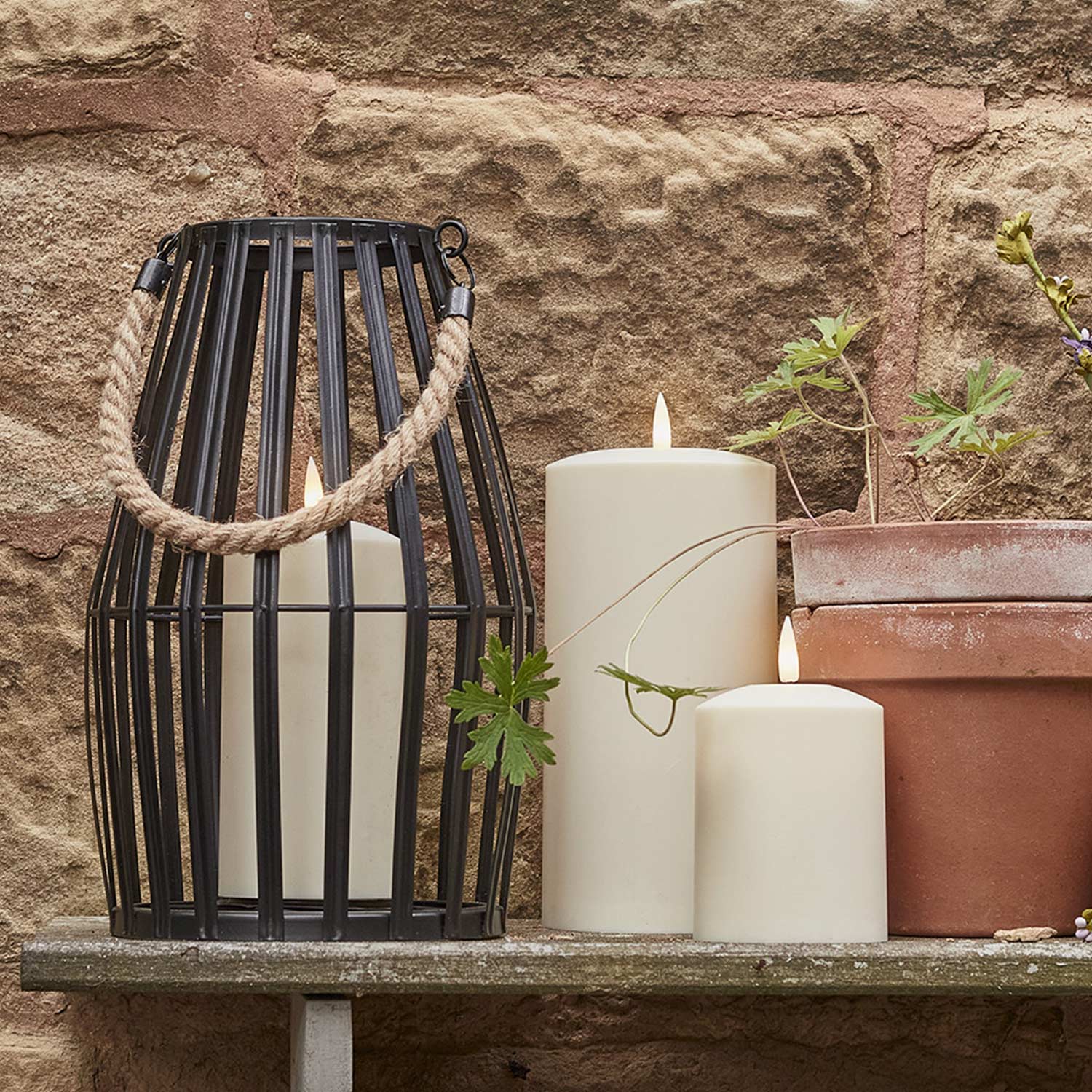 Canberra Slatted Outdoor Lantern with TruGlow® Candle And Remote Control - Image 13