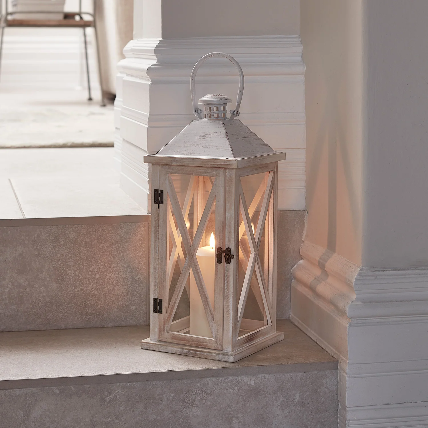 Folkestone Wooden Lantern with TruGlow® Candle - Image 2