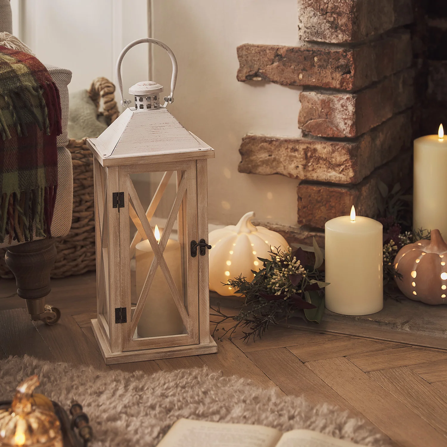 Folkestone Wooden Lantern with TruGlow® Candle - Image 3