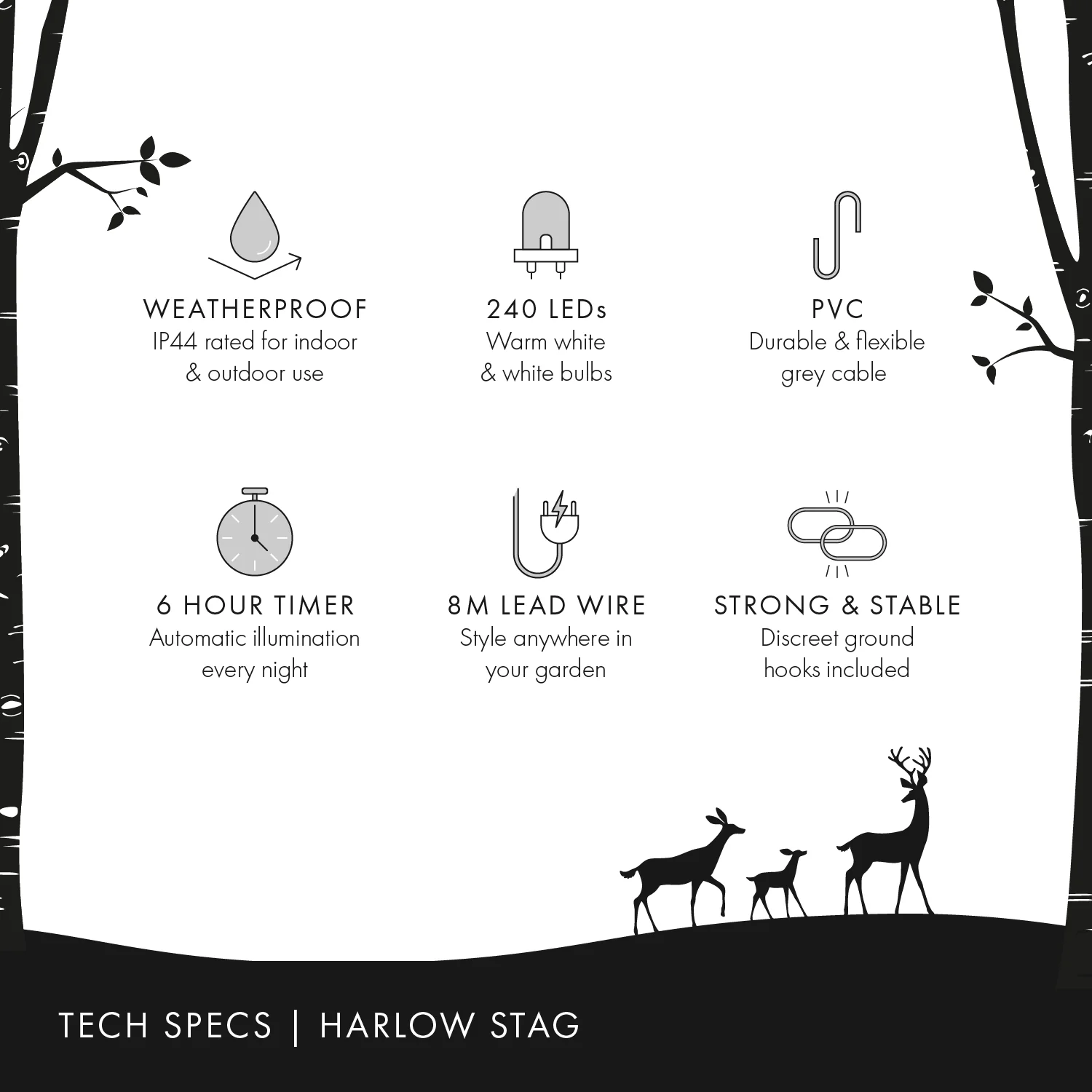 1.4m Regular Harlow Rattan Stag Dual Colour LED Light Up Reindeer - Image 18