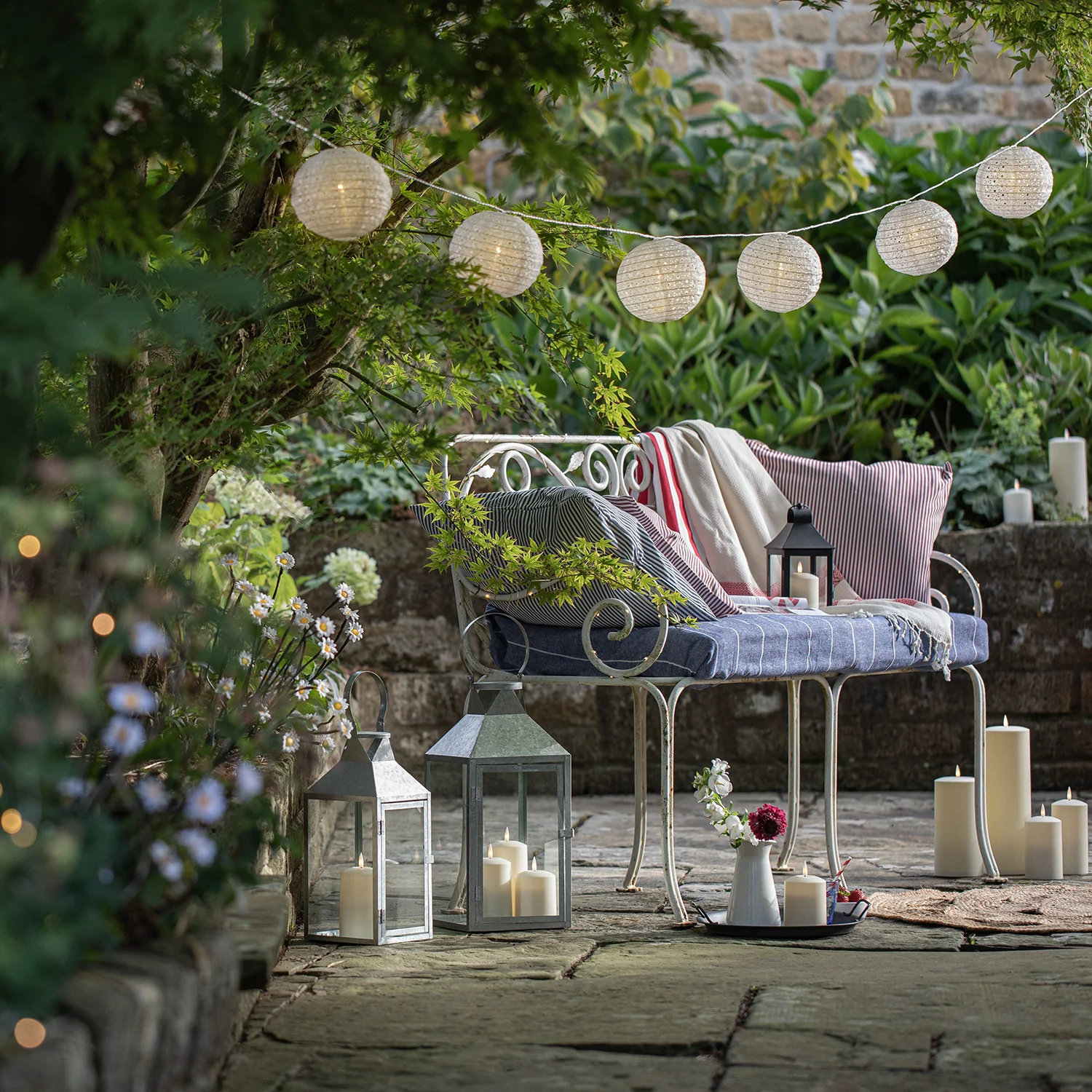 Hayle Large Metal Outdoor Lantern with TruGlow® Candle Trio and Remote Control - Image 5