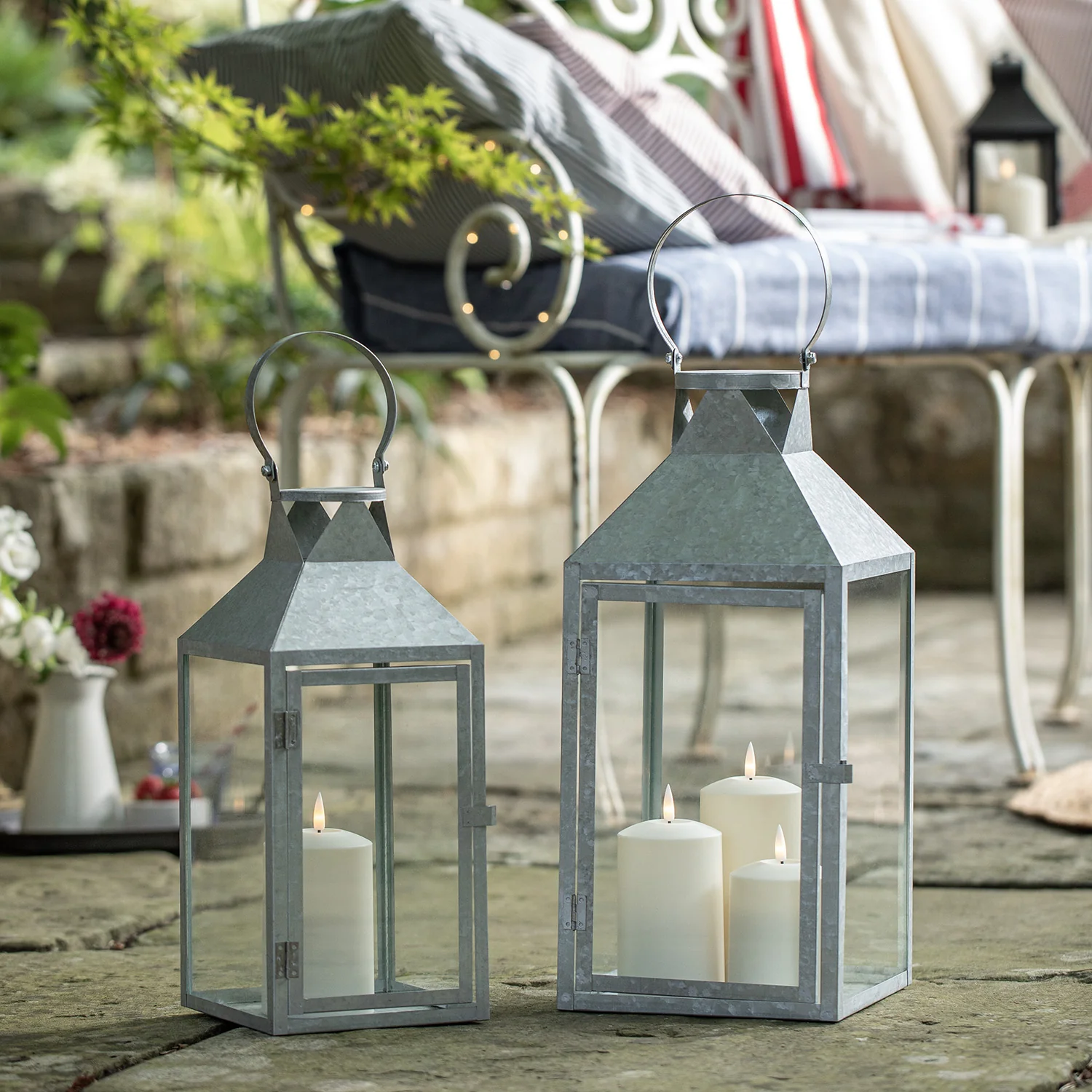 Hayle Large Metal Outdoor Lantern with TruGlow® Candle Trio and Remote Control - Image 8