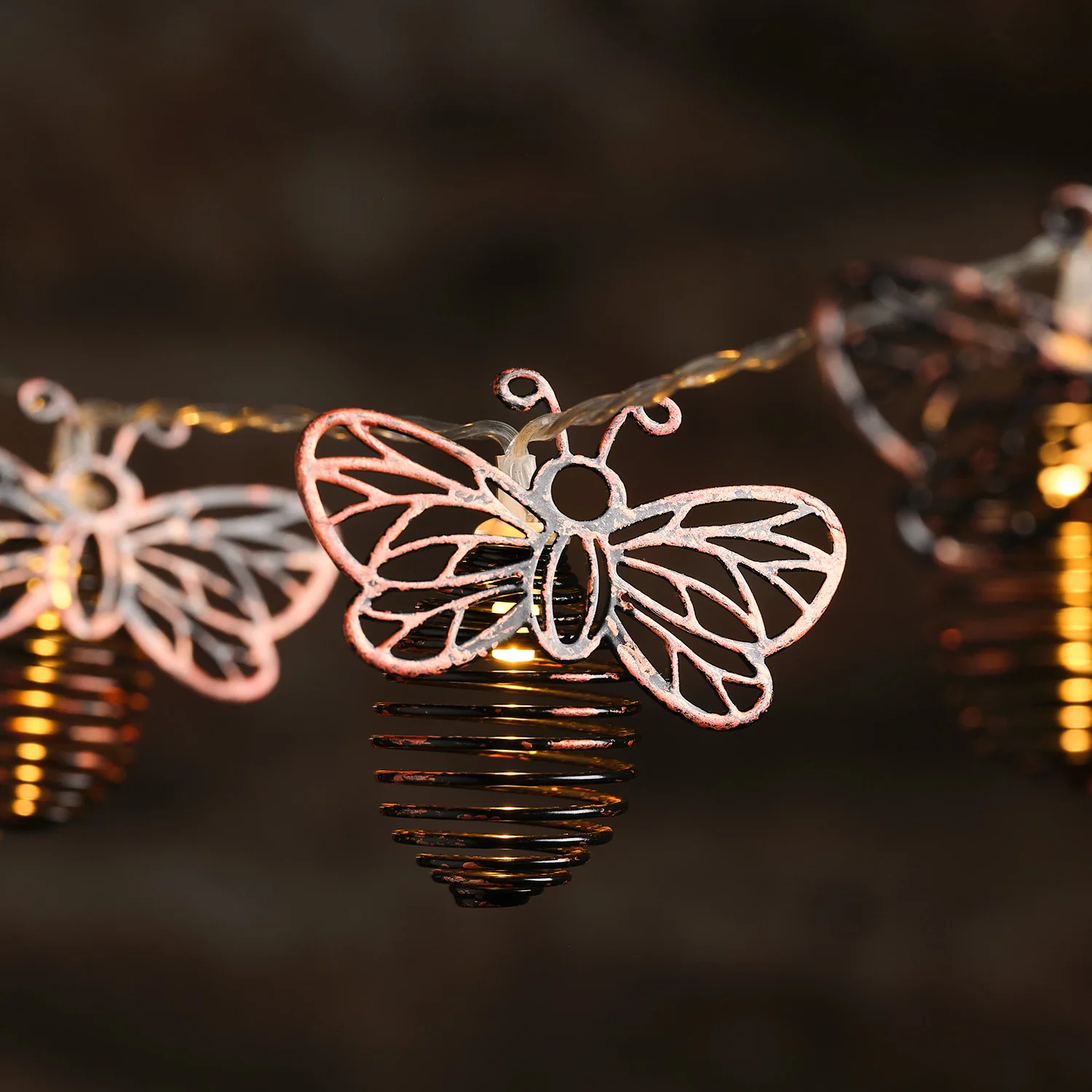 Metal Solar Bee Outdoor Fairy Lights - Image 3