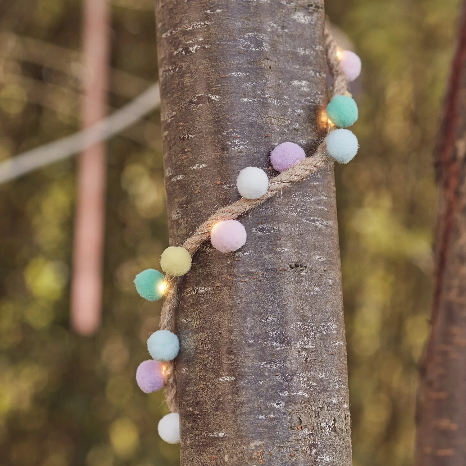 Pastel Pom Pom LED Fairy Light Garland - Image 3