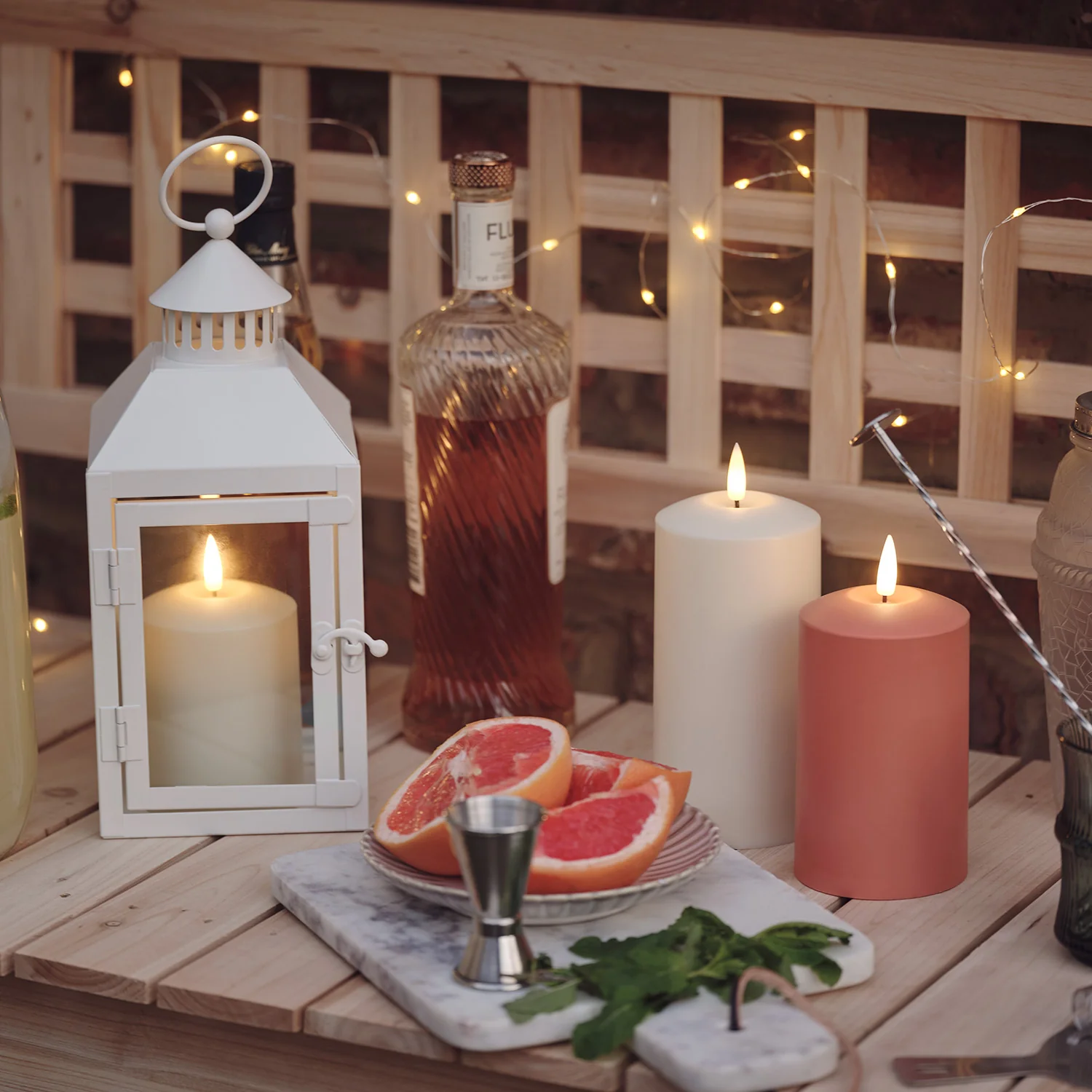 Perth White Garden Lantern with TruGlow® Candle And Remote Control - Image 3