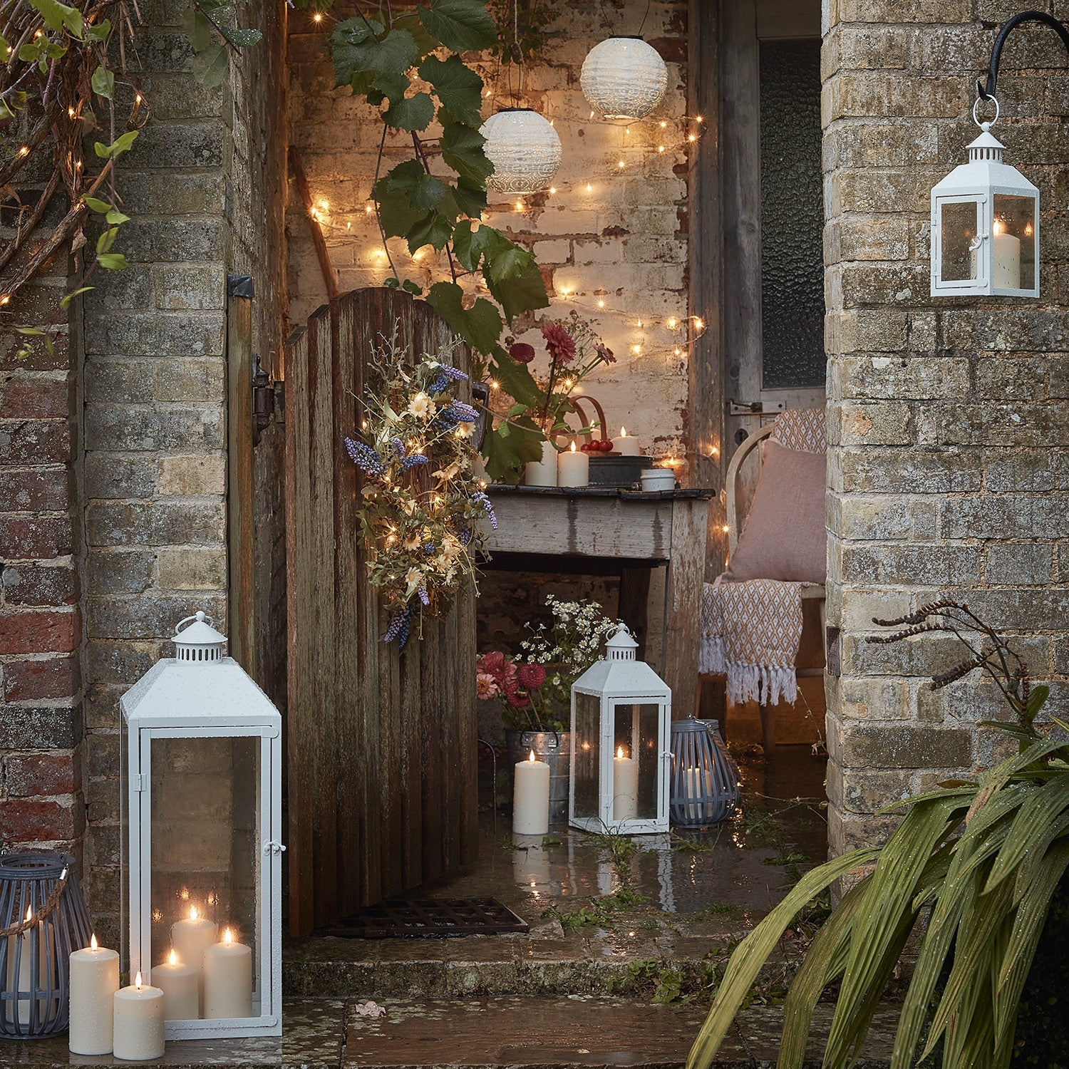 Perth White Garden Lantern Trio with TruGlow® Candles - Image 2