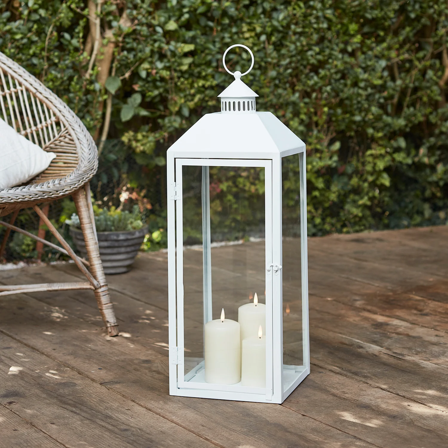 Perth White Garden Lantern Trio with TruGlow® Candles - Image 5