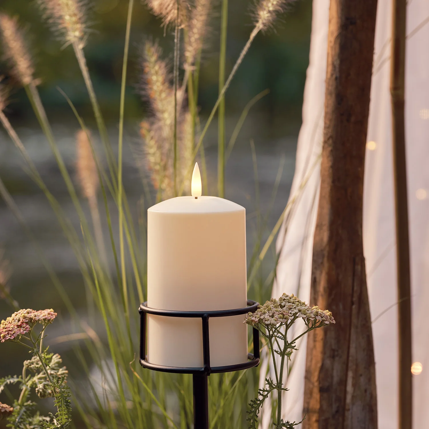 Set of 2 Adjustable Outdoor Candle Stakes with TruGlow® Pillar Candles - Image 2