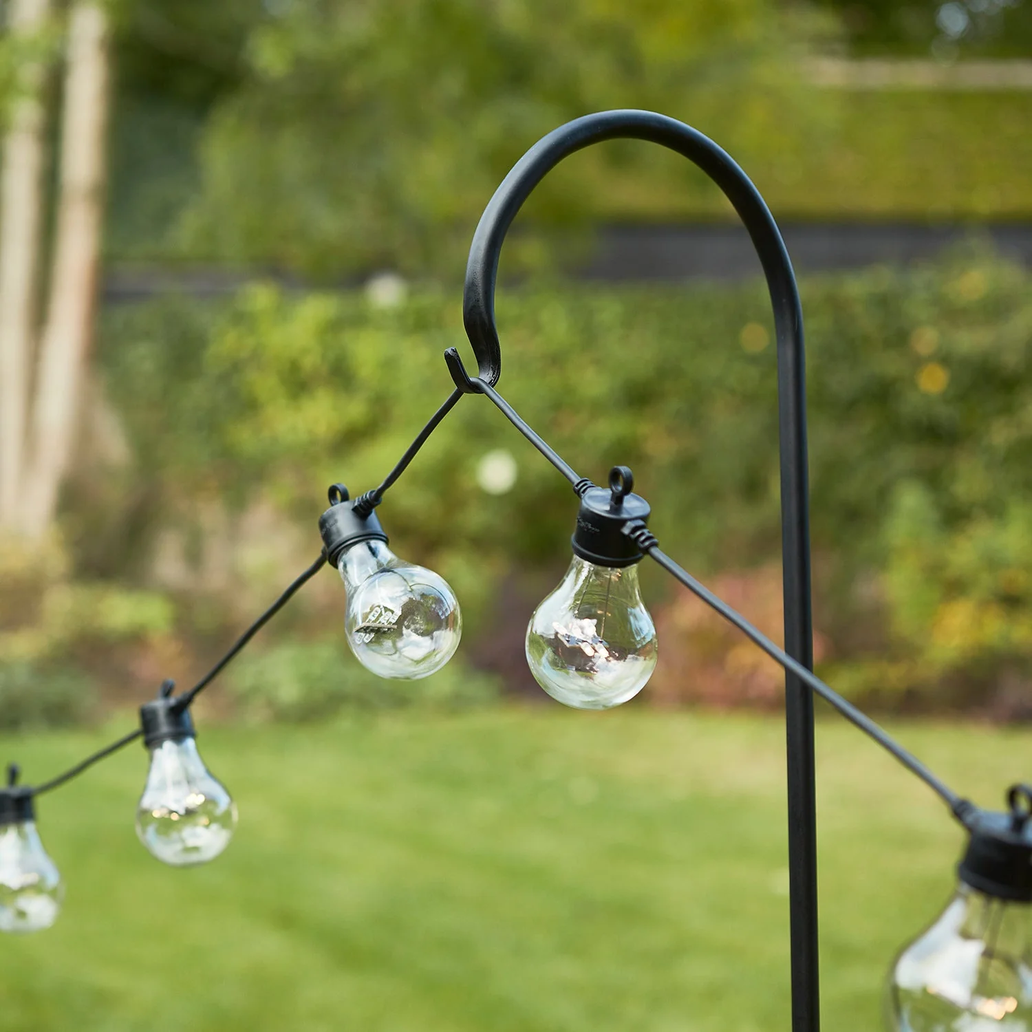 Set of 2 Black Shepherd's Hook Festoon Poles, 1.6m - Image 2
