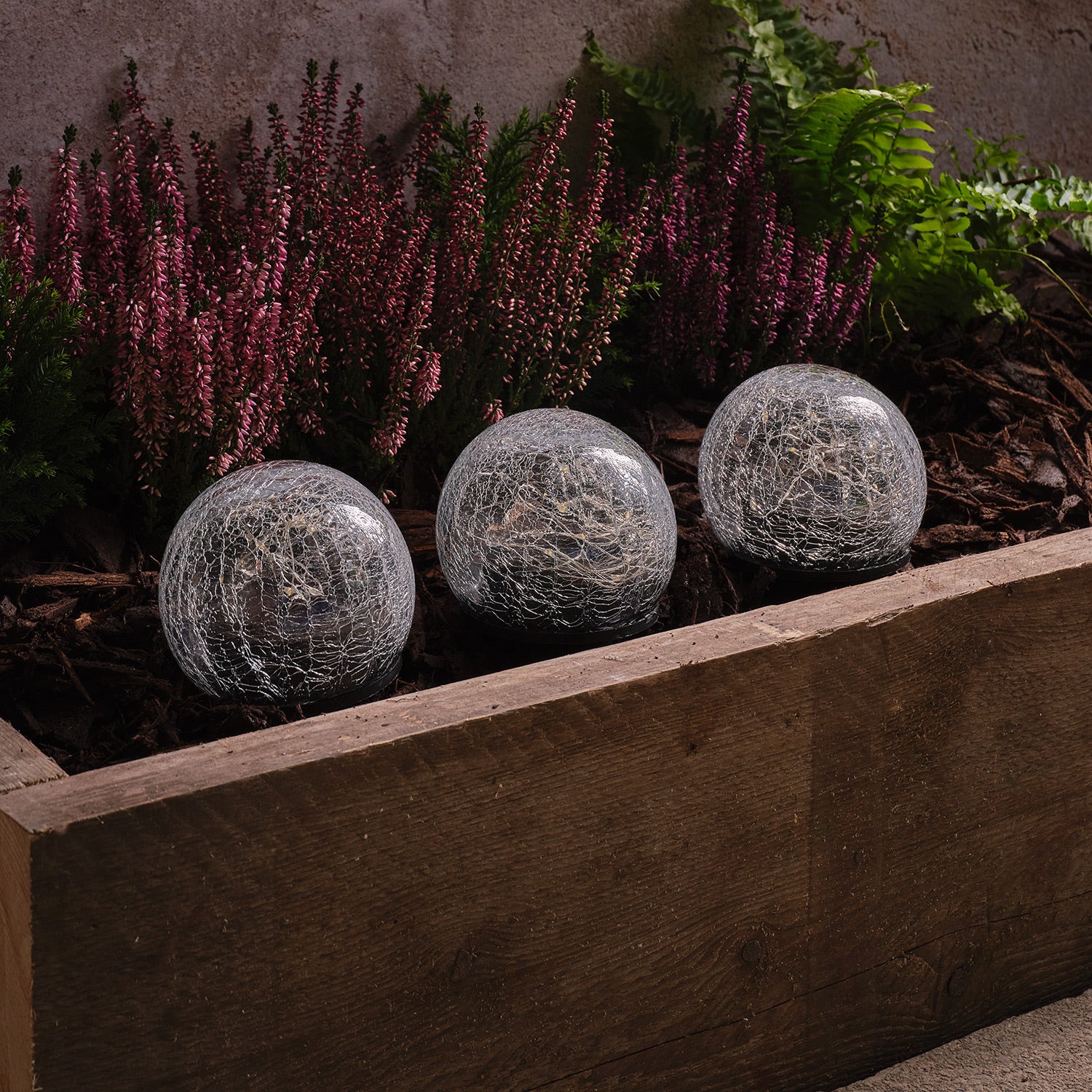 Set of 3 Crackle Glass Solar Stake Lights - Image 2