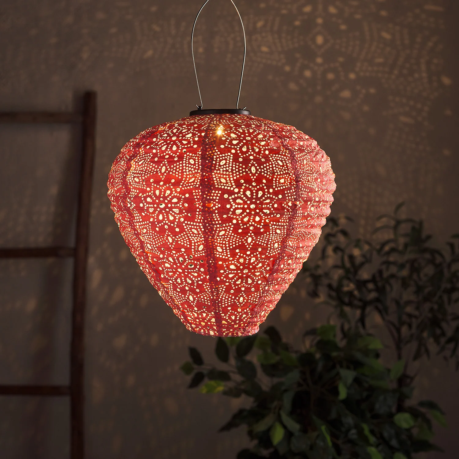 Set of 5 Tyvek Moroccan Hanging Solar Lanterns - Image 5